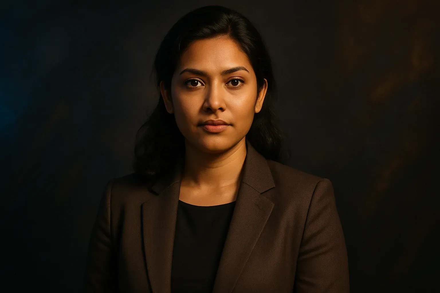 High-resolution portrait of confident Bangladeshi woman on dark premium background